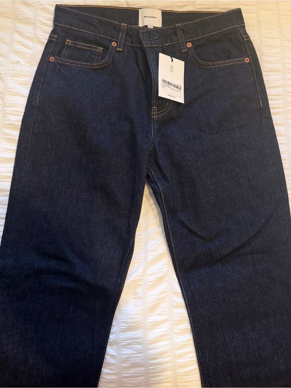 Reformation Dark Blue Straight-Leg Jeans